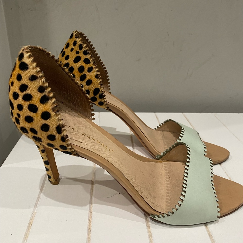 Loeffler Randall Mint Leather & Leopard Calf-Hair Pumps